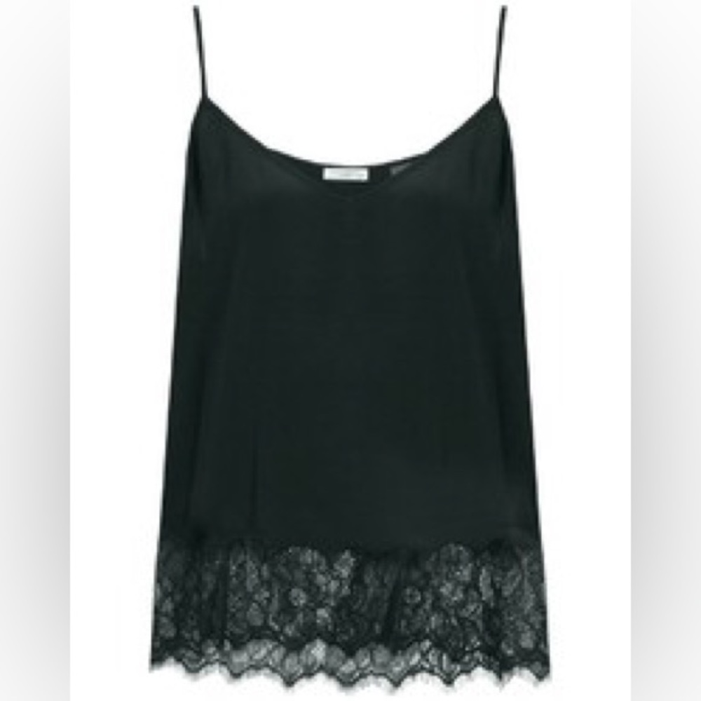 Equipment Layla Lace Trimmed Silk Cami Top Dark Green Silk Tank Size Large